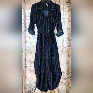 Live 4 truth 1x navy blue striped cargo dress with sash + side slits